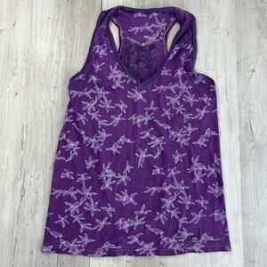 Diesel Purple Floral Sleeveless Open Racer Back Shimmer Lined Tank Top